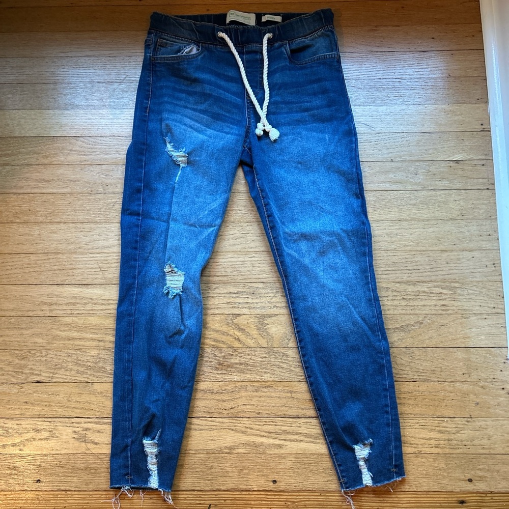 GENERATION Y Dark Blue Distressed Ankle Jeans